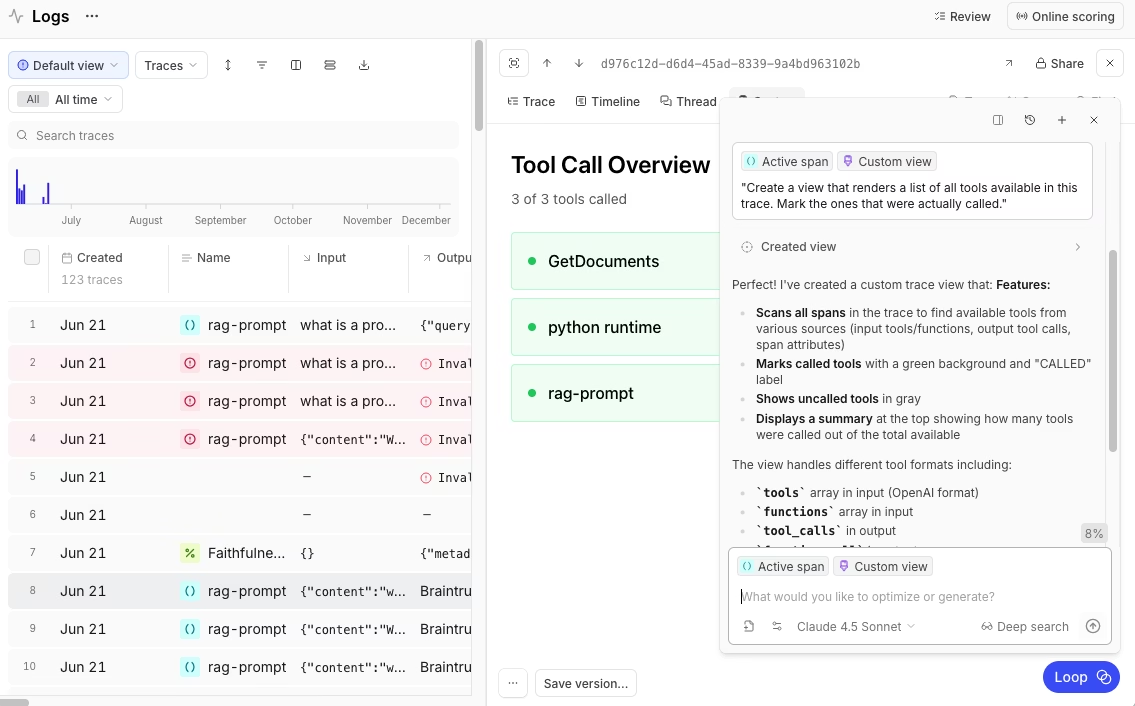 Build golden datasets from production traces in Braintrust